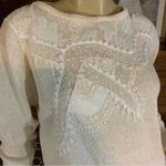 VINTAGE 1980'S CERVELLE CREAM & WHITE SILK BLEND BEADED SWEATER (L) Size L Photo 7