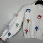 Luna Ivy Sweater Size Small 3D Multicolor Bows Cropped Novelty Crewneck Photo 1