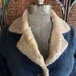 Size S//Vintage Y2K Denim Penny Lane Coat Faux Fur Trim Blue Photo 3