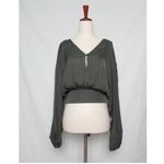 Anthropologie By  Tie-Waist Blouse Moss Green - Small petite Photo 1
