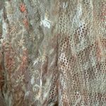 Chico's  Open Knit Kimono Sz LG (2) Lightweight Fringe Pink Tan Beach Boho Festiva Photo 4