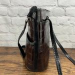 Brighton  Classic Brown Crocodile Bucket Shoulder Bag Purse W Braided Strap Photo 3