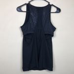 Athleta Women's Athletic Built-In Sports Bra Black Shiny Drape Back Tank Top Photo 3