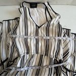Storia  sleeveless side tie high low maxi dress white black stripes size small Photo 13