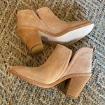 Jeffrey Campbell  Rosee Beige Taupe Suede Pull-On Ankle Boot Stacked Heel Sz 7.5 Photo 3
