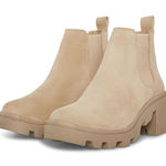 Steve Madden Hadlee boots pull on lug sole Chelsea tan cream women’s size 11 Photo 0