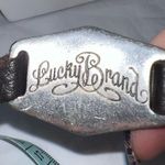 Lucky Brand Signed Native Silver Tone Bracelet Faux Leather Beaded Adjustable Bu Photo 3