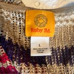 Ruby Rd. Multicolor Striped Cardigan Orange Size L Photo 3