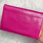 Diane Von Furstenberg DVF Hot Pink Magenta Embossed Animal Skin Leather Travel Envelope Wallet Photo 1