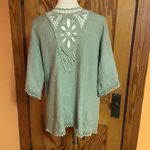 Green Italian lace & linen boho cover up Size M Photo 8