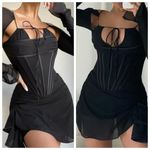 House Of CB  Gianna Corset Silk Long Sleeves Mini Dress Cocktail Party Date Night Photo 1