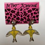 Betsey Johnson Betsy Johnson Earrings Pierced Dangle Yellow Bird AB Rhinestone Gold Tone 1.5" Photo 0