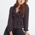 Madewell  Silk Ruffle-Hem Wrap Top in Starry Night Size Extra Small Photo 0