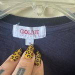 Goldie  Lewinter Gold Tipped Neck Long Sleeve Pima Cotton Shirt in Navy size Med Photo 2