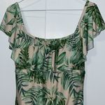 Gianni Bini One Piece Swimsuit Cream & Green Palm Print Off-Shoulder Ruffle XL Photo 5