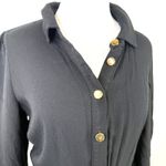 Reformation  Black Hugh Long Sleeve Gold Button Up Mini Dress Size 8 Photo 3