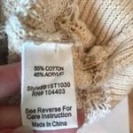 Blu Pepper  Sweater Crew Neck Open Knit Ruffle Beige Pink, Size Medium Photo 4