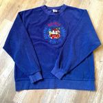 Disney VTG  Mickey Goofy Embroidered Sweatshirt Pullover Blue Graphic Size S M Photo 0