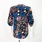 Yumi Kim 100% Silk Faux Button Dark Floral Top Size Small Photo 6