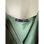 ZARA  Satin Camisole Midi‎ Slip Dress Size Flower Detail Sea Green- Small Photo 7