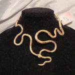 Gold Snake Choker Collar Hinge Necklace Happily Grey Abstract Avant Garde NWT Photo 1