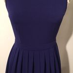 Forever 21 Royal Cobalt Blue Pleated Sleeveless Mini Skater Tennis Scuba Dress Photo 4