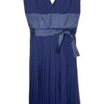 Max and Cleo  Navy Blue Pleated Midi Sleeveless Dress Belt size 10 Medium DDC6C71M Photo 0