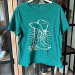 H&M  western tee short sleeve tshirt cowboy boots hat green top Photo 1