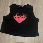 Edikted  Black Crop Top with Red Flame Heart Photo 0