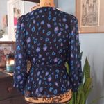 Sugar Lips  "Neon Carnival" Blue and Pink Leopard Print Chiffon Wrap Blouse Photo 9