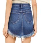 Free People Bailey Denim Miniskirt Medium Wash Frayed Fringe Hem Women’s Size 28 Photo 3