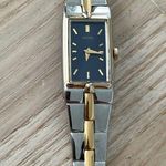 Seiko  Luxury Ladies Watch Blue Rectangular Dial Two-Tone Bracelet Cocktail Photo 4
