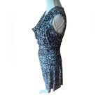 Michael Kors  Dark Blue Abstract Patterned Plunging Neckline Dress Size M Photo 1