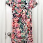 Pinkblush  Maternity Dress Women’s L Navy Neon Floral Print Fitted Short Sleeve Photo 6