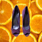 Nine West Open Toe Purple Suede High Heels‎ Size 6.5 Photo 1