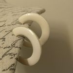 Cream & silver semi hoop earrings Photo 1
