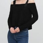 ZARA Off-The-Shoulder Top With Straps Black Long Sleeve Travel Crinkled Blouse M Photo 0