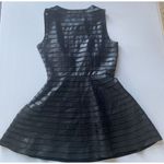 Saks 5th Avenue Red Saks Fifth Ave Black Leather Stripe Mesh Panel Sleeveless Fit‎ Flare Dress S Photo 6