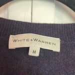 White + Warren purple cashmere vneck fringe trim sweater m Size M Photo 3