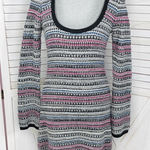 Vintage Moda International Striped Scoop Neck Sweater Dress Multicolor Medium Gray Photo 0