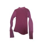 We The Free Mock Neck Top Ribbed Knit Long Sleeve Button Cuff Red Size Medium Photo 1