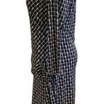 Max Studio  Geometric Print Dress M Office Faux Wrap Tie Black Tan Photo 2