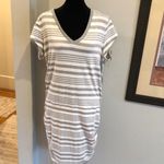 Athleta  Gray Ruched Tie Front Midi Dress with Cap Sleeves, XL Photo 2
