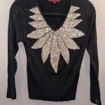 Vintage beaded sweater formal, form fitting size medium Black Photo 0
