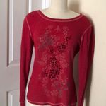 Style & Co . Red thermal shirt‎ w/ rhinestones Photo 0