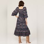 SEA NEW YORK Navy Pink Noah Smocked Long Sleeve Midi Dress Size‎ 2 Blue Photo 2