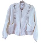 EXPRESS  Ivory Bomber Jacket with Lace-Up Detail Photo 7