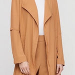 Babaton Aritzia Quincy Small Trench Coat Tan Brown Lightweight Duster Jacket Photo 0
