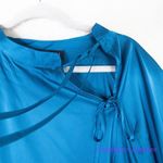 Eloquii New!  women's tie‎ neck long sleeve satin top blouse royal blue, size 20 Photo 3