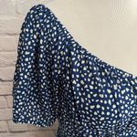 Moon River Anthropologie Blue and White puff sleeve maxi dress sz L Photo 4
